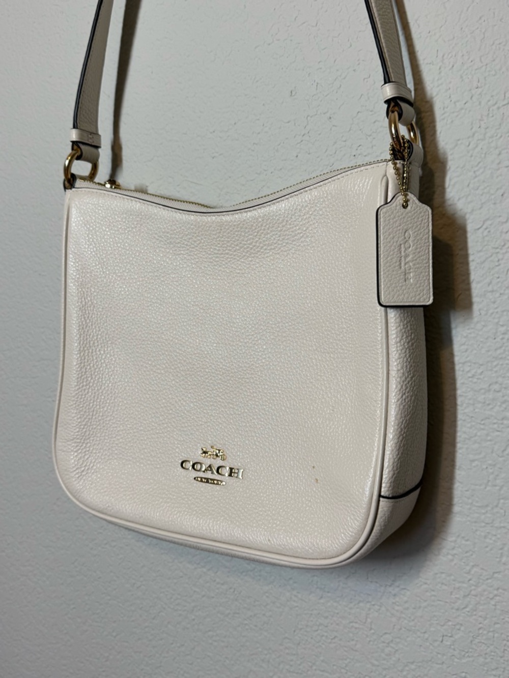 COACH | Ellie File pebble Leather Crossbody Ivory Bag - Picture 2 of 8